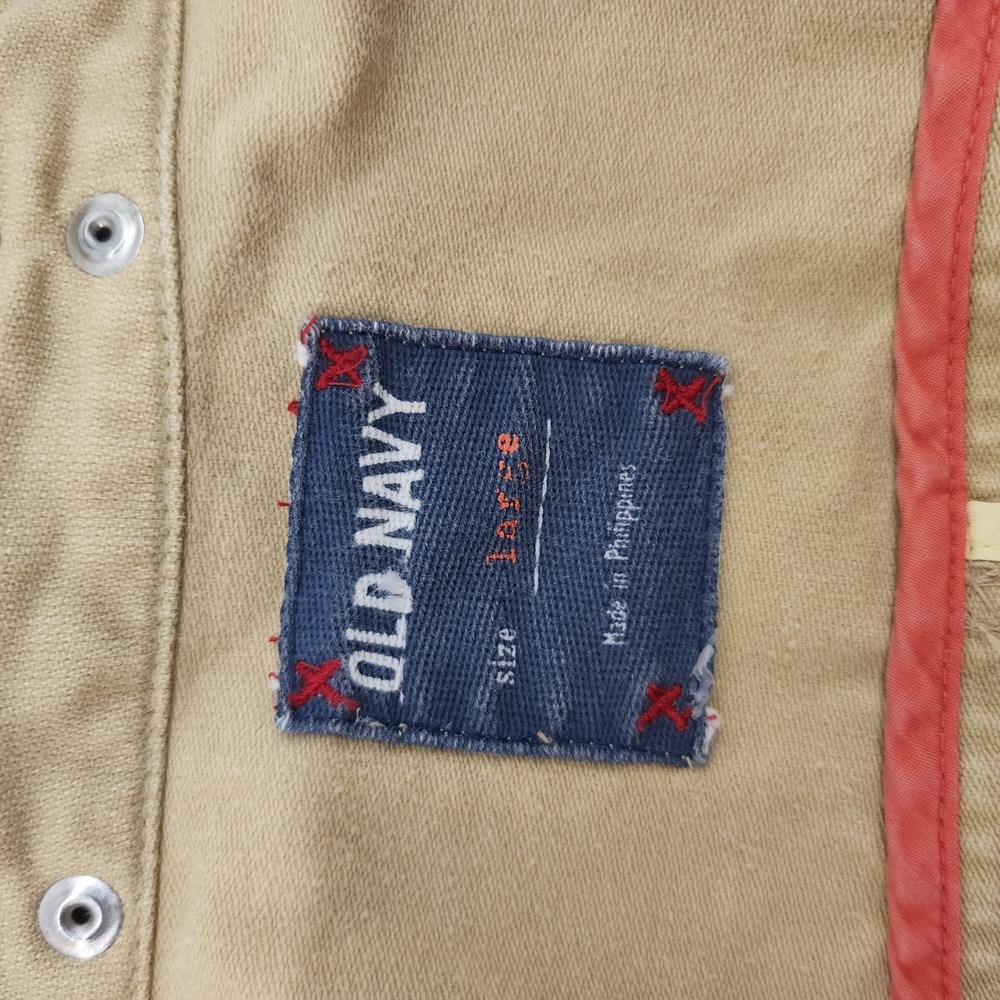 Old Navy Women's Beige Twill Military Style Jacket Blazer Coat Size Large - Picture 5 of 6